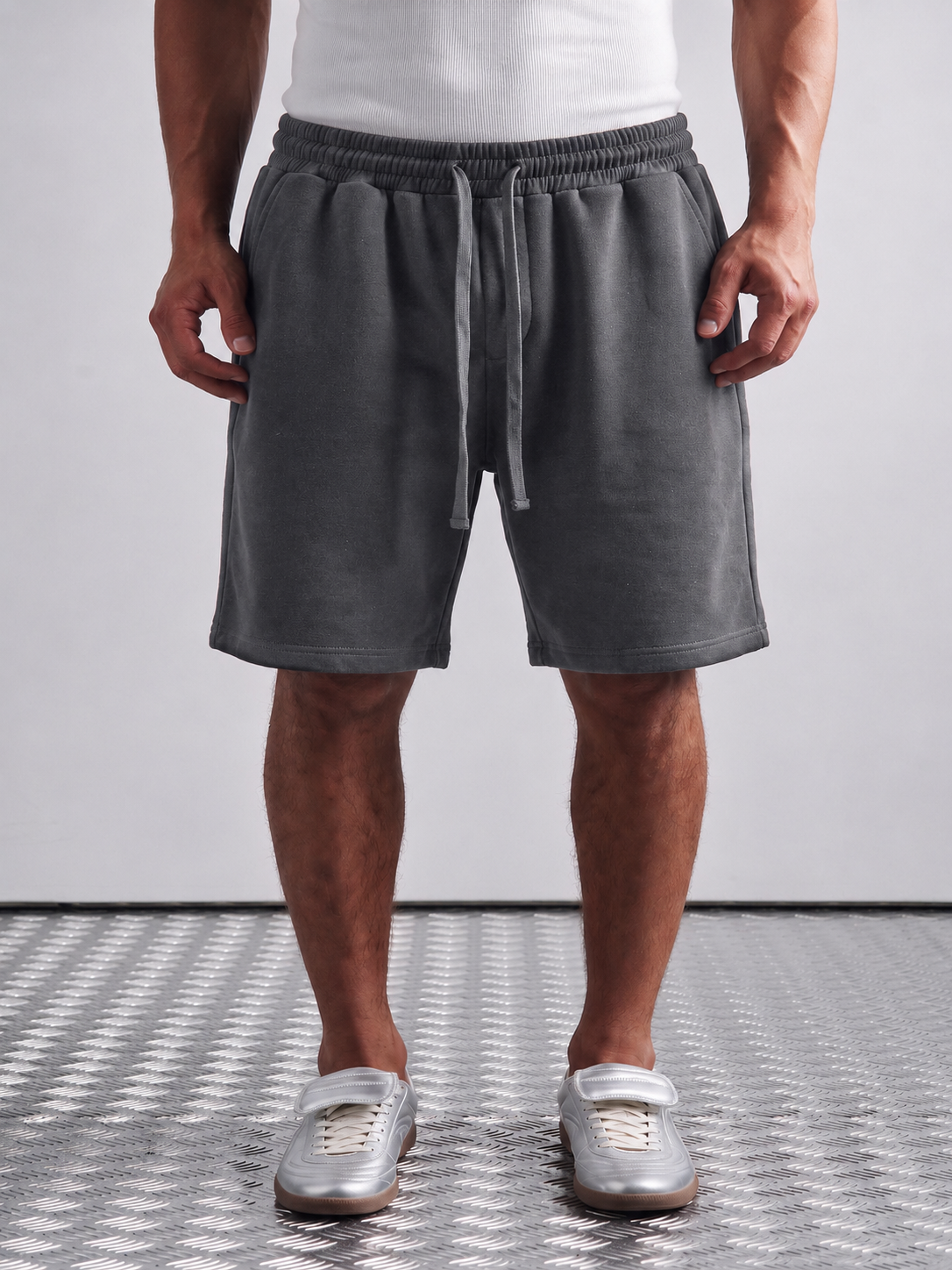 Füme Diagonal Baggy Şort